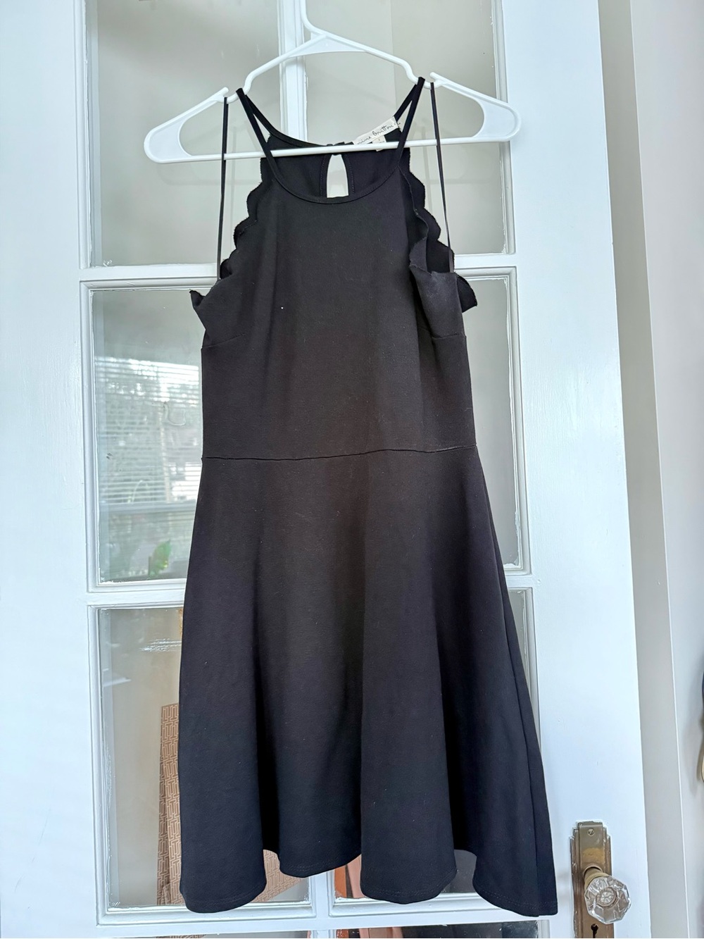 nine britton Black Scallop-Halter Fit & Flare Mini Dress